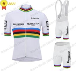 Wereld 2021 Fietskleding Quick Step Jersey Set Julian Alaphilippe Racefietspak Maillot Cyclisme Uniform Racing Sets2743531