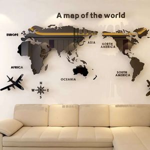 Wereld Acryl Map 3D Wall Stickers Solid Crystal Slaapkamer met woonkamer Kleinlokaal Kantoor Decoratie Ideeën 230531