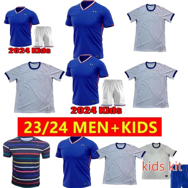 Camiseta de la Copa del Mundo Copa de Europa de Francia 2024 Camisetas de fútbol MBAPPE DEMBELE COMAN SALIBA KANTE Maillot de foot BENZEMA GRIEZMANN Niños Hombres Fans Kit de camiseta de fútbol