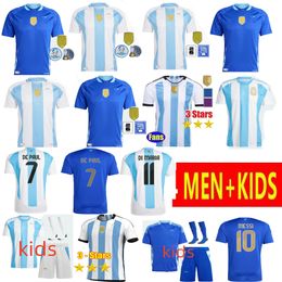 Coupe du monde MESSIS 24/25 Argentine 3 étoiles paquet bleu maillots de football version fans commémoratifs DYBALA DI MARIA MARTINEZ DE PAUL hommes kit Copa America Cup Camisetas