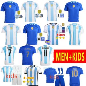 WK MESSIS 24/25 Argentinië 3 sterren blauw pakket Voetbalshirts Herdenkingsfans Versie DYBALA DI MARIA MARTINEZ DE PAUL Herentenue Copa America Cup Camisetas