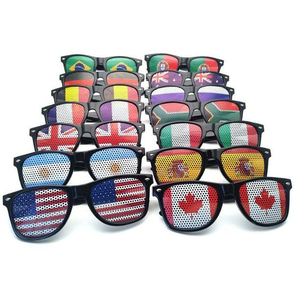 Máscaras de fiesta de la Copa del mundo Pegatinas de agujero de regalo pequeño Banderas nacionales Gafas de sol Regalos de vacaciones Gafas de sol de personalidad Recuerdo RRC439