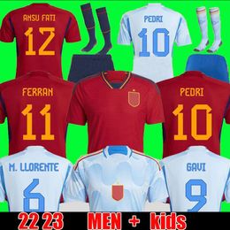 Jersey de football de la Coupe du monde Pedri Ferran Torres Morata Gavi Football Shirt Ansu Fati Koke Azpilicueta Hommes et kits pour enfants Top Quality National Team