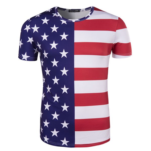 Weltmeisterschaft USA 3D-gedruckte Fußballfans T-Shirts Streifen Stern Kurzarm Casual Herren T-Shirts Plus Größe M-2XL