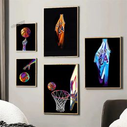 Wereldberoemde basketbalster Canvas schilderen Motiverende kunst basketballerse posters en afdrukken Modern Home Boy Slaapkamer Decor Muurschildering Geschenk geen frame WO6