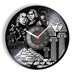 Reloj de pared con registro de vinilo de historia mundial, decoración artística para aula escolar, reloj de espíritu histórico antiguo, regalo de agradecimiento para profesores H1230