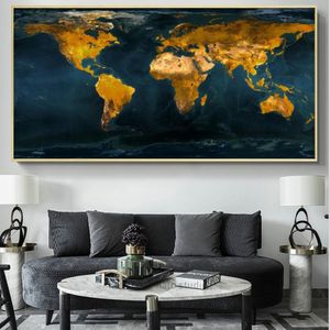 Carte du monde décorative murale, affiches et imprimés modernes, peinture sur toile, Cuadros, décoration de salle d'étude, de bureau, de maison, 247v