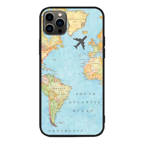 Case de téléphone de voyage de carte du monde pour Apple iPhone 14 13 Pro Max 11 12 13mini x xr xsmax 6 6s 7 8Plus Téléphone