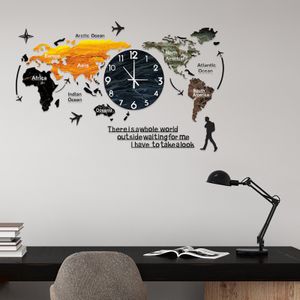 MAPLE WORLD CLOGNE MURS PUNCH-FREE Larges autocollants de bricolage mural mural quartz Moute Mute Modern Self Adhesive Design Horloge Art