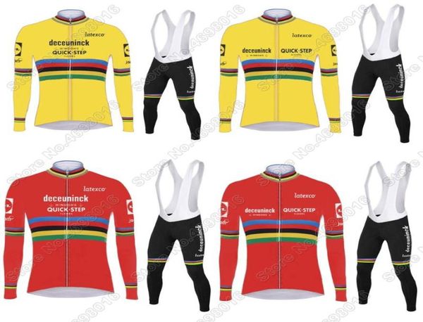 Monde Quick Step cyclisme Maillot ensemble rouge jaune hommes vêtements printemps automne vélo costume Maillot Ropa Ciclismo course Sets2202324