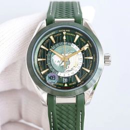 Montres de créateurs d'heure mondiale Couleur Terre Qualité supérieure Sport Casual Voyage d'affaires Double couche Miroir saphir à revêtement incolore Réglage rapide individuel Heure mondiale