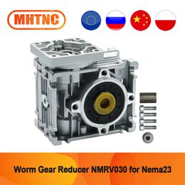 Réducteur d'engrenage à ver NMRV030 Entrée de réducteur de bac à couple élevé Entrée de 11 mm Rapport de vitesse de 14 mm 5: 1 à 80: 1 Convient pour le moteur NEMA23