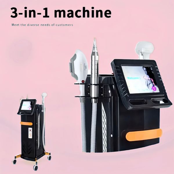 Épilateur permanent sans souci 808 Diode Laser IPL Nd Laser Épilation Lumière Tache Sombre Suppression des taches de rousseur Aucun traumatisme Supprimer la machine à tatouer