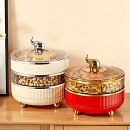 WORTHBUY Boîte de rangement de fruits secs multicouche avec compartiment rotatif à 360 ° boîte de rangement de collations de noix de bonbons récipient alimentaire anti-poussière 240124