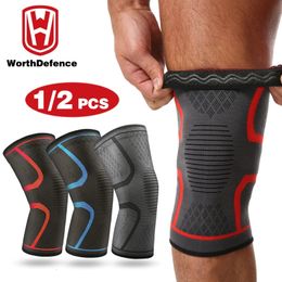 Worthdefence 1/2 PCS Genouillère de soutien pour l'arthrite articulaire en nylon Sports Fitness Compression Manches Genouillères Courir Protecteur 240108