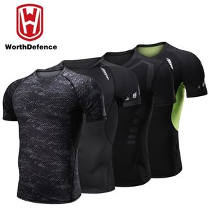 Worthdefence Compressie T-shirt Kleding voor Zomer Mannen Sneldrogende Sportkleding Hardlopen Jogging Gym Fitness Workout Shirt Kleding 220615