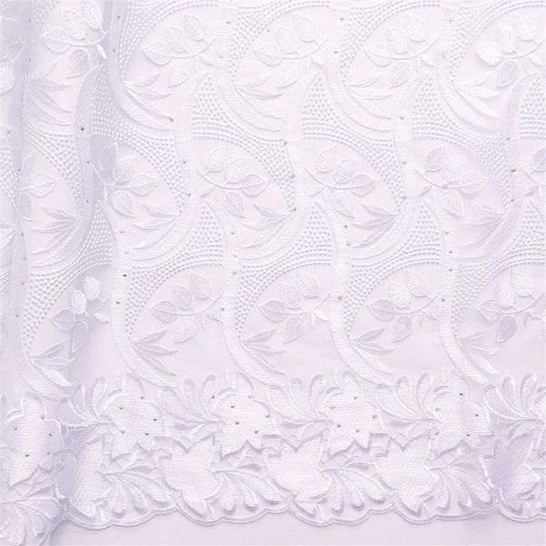 Worthsjlh – tissu africain en dentelle blanche populaire, tissu en dentelle de Tulle français nigérian de haute qualité, lacets en filet brodés avec perles 213N