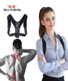 Vale la pena Corrector de postura ajustable espalda Brace hombro Protector cinturón soporte hombres mujeres gimnasio Fitness espalda cuidado guardia Correa 5154174