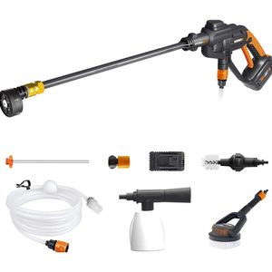 Worx 20V Waser sans fil Wg620.3 Nettoyeur d'alimentation portable pour le lavage de la voiture - Comprend une batterie, un chargeur, un chargeur et des accessoires de 4,0h