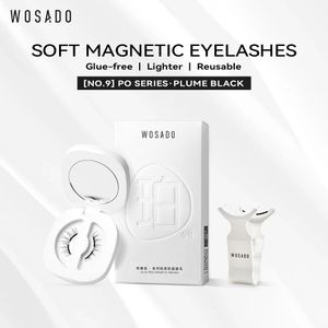 Wosado Magnetic Eyelash No. 9 Plume Black Professional Advanced Reutilisable Safety Dupont 3D Patent False Falsh Airy and Clear 240518