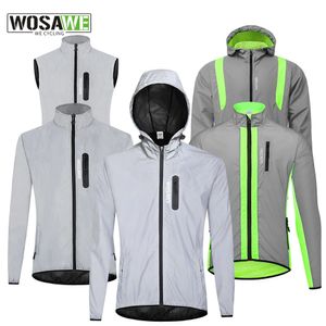 WOSAWE veste de cyclisme entièrement réfléchissante manteau pour hommes printemps automne vélo coupe-vent vélo doux coupe-vent imperméable veste de course 240318