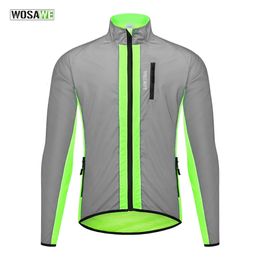 WOSAWE haute visibilité veste de cyclisme coupe-vent nuit brillant course imperméable réfléchissant vélo veste hommes hiver coupe-vent 240129