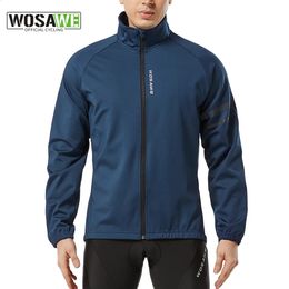 WOSAWE Hombres Chaqueta de ciclismo Invierno Polar térmico Bicicleta MTB Ropa de bicicleta de carretera A prueba de viento Impermeable Jersey largo Mantener abrigo cálido 240202