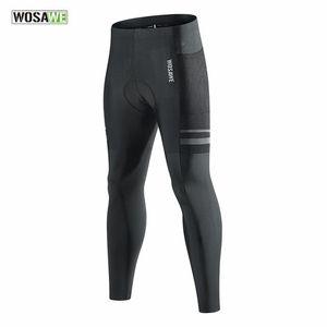 Wosawe heren fietsenbroek 3D gewatteerde racefiets reflecterende panty's ademende fiets lange leggings ciclismo berg mtb broek