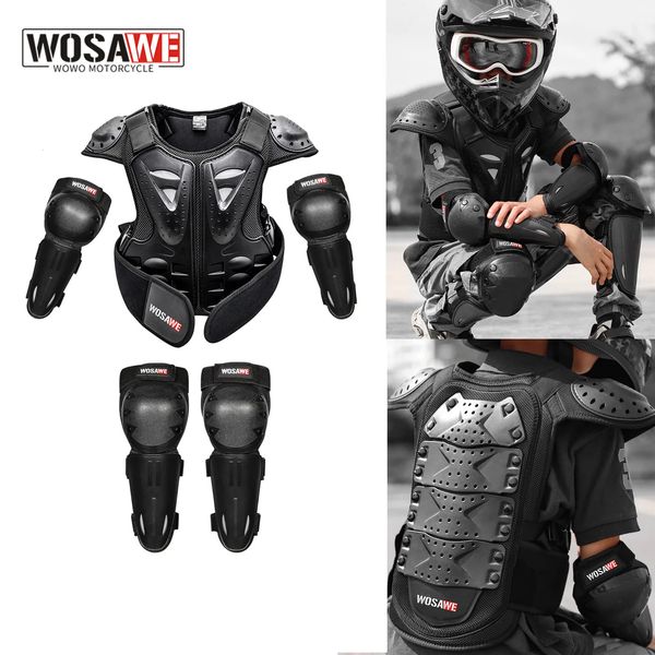 WOSAWE moto équipement de protection course soins armure enfants armure costume protection enfant costume sport genou et coude 240124