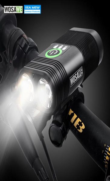 WOSAWE NUEVA Linterna LED de 2400 lúmenes Luz de bicicleta recargable por USB Reflector ancho IP67 Accesorios de ciclismo SOS impermeables C18110707286788