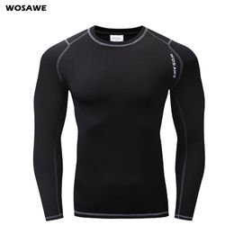 WOSAWE Hardloop T-shirt Fleece Thermisch Ondergoed Winter Lange Onderbroek Tops Fitness Gym Shirts voor Joggen Fietsen Sport Basislaag