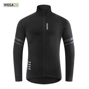 WOSAWE Warme Jas Winter Fleece Thermische Fietsen Lange Jersey Running Jas Biker Rijden Road Mtb Fiets Kleding 240116