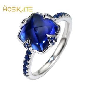 WOSIKATE Nieuwe Luxe 5A Royal Sapphire Tanzanite Openning Ring Voor Vrouwen Zilveren Sieraden Dame Vinger Ring Wedding Band Party gift