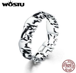 Wostu 100 Real 925 Sterling Silver Animal Elephant Family Finger Rings For Women Silver Fashion 925 Sieraden Gift CQR34421754896607