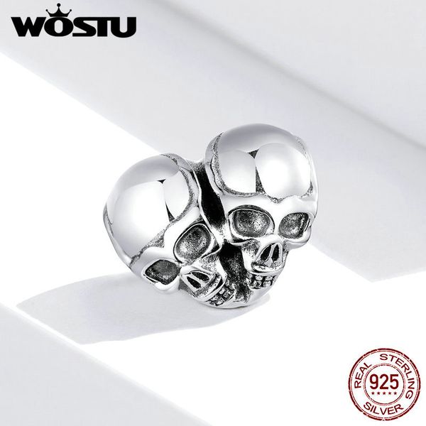 WOSTU 2020 nuevo corazón calaveras encanto cuenta ajuste Original Pandora encantos plata esterlina 925 pulsera joyería para mujeres DIY hacer Q0531