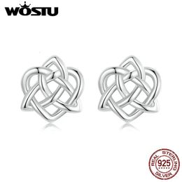 WOSTU 925 STERLING SILVER CELACHA CELICADO CELTIC EARRING PARA DESIGNO SIMPLE HOLLECKED DESED para mujeres, joyería de fiesta de Navidad, 240408