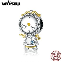 Wostu 925 Sterling Silver Magic Clock Animaux Charme pour Original Argent Plaqué Platine Bracelet Fine Jewelry DIY Bangle BSC320 Q0531