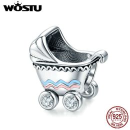 WOSTU Authentique 925 Sterling Silver Charm Baby Carriage Beads fit Charms Original Bracelets Argent 925 Bijoux CQC1539 Q0531