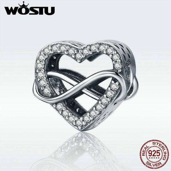 WOSTU Mode 925 Sterling Silver Endless Love Infinity Love Perles Fit Original WST Charm Bracelets DIY Bijoux Cadeau DXC432 Q0531
