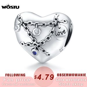 WOSTU Heart Lock Kralen 100% 925 Sterling Silver Love Lock Charm Fit Originele Charms Armband DIY Sieraden Maken CQC1538 Q0531