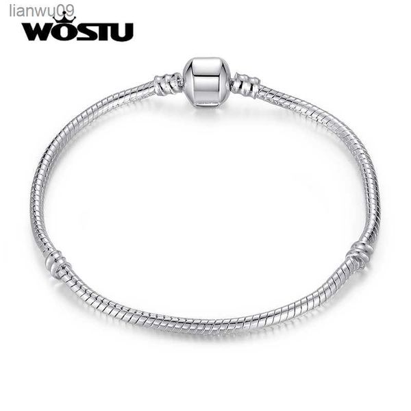 WOSTU Vente Chaude Amour Chaîne Bracelets Fit Original DIY Charme Perles Bracelet Alliage Bijoux Cadeau pour Hommes Femmes 1621 cm Réglable L230704