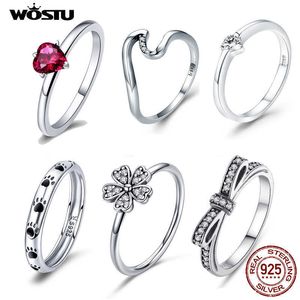 WOSTU Multi-Style Dames Ring 100% 925 Sterling Zilver Delicate Trouwringen Crown Heart Bee Originele Ring Engagement Sieraden X0715