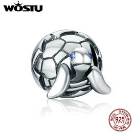 WOSTU diseño Original 925 cuentas de tortuga de plata esterlina para recién nacidos se ajustan a la pulsera del encanto WST joyería fina DIY regalo CQC192 Q0531