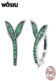 WOSTU Lente 925 Sterling Zilveren Spruit Groene Bladeren Stud Oorbellen voor Vrouwen Modeontwerper Sieraden Brincos Gift CQE295 2106163079972