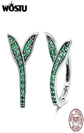 WOSTU printemps 925 en argent Sterling pousse feuilles vertes boucles d'oreilles pour femmes créateur de mode bijoux Brincos cadeau CQE295 2106162438809