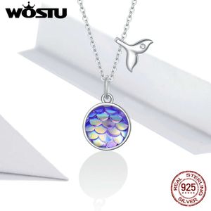 Wostu Sterling Sier Fishtail Scale Necklace voor vrouwen doorschijnende Opal Brand Fine Jewelry Mode Fin448