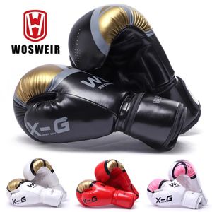 WOSWEIR Kick Boxing Gloves Men Women PU Karate Muay Thai Guantes De Boxeo Free Fight MMA Sanda Training Adults Kids Equipment 240112