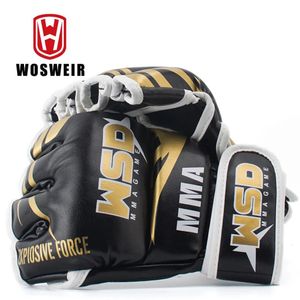 WOSWEIR PU demi doigt MMA gants pour hommes Kicki boxe karaté Muay Thai Guantes De Boxeo combat gratuit Sanda équipement d'entraînement 240112