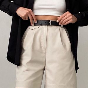 Wotwoy Casual Zomer Hoge getailleerde Shorts Vrouwen Effen Losse Streetwear Korte Broek Vrouwelijke Koreaanse stijl eenvoudige broek 220419