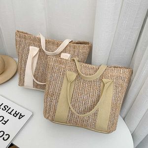 Geweven tas Frisse en veelzijdige strandtas met enkele schouder, diagonale grasgeweven tas met grote capaciteit voor dames